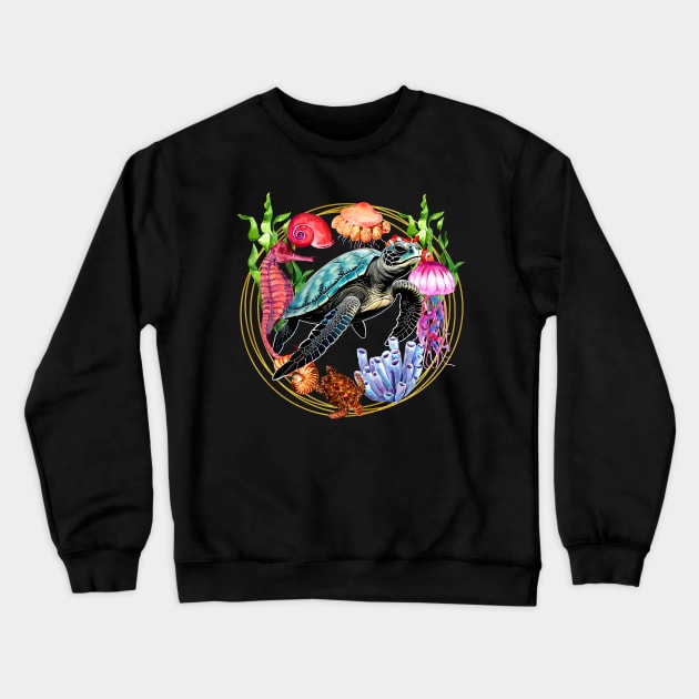 Sea turtle t-shirt Crewneck Sweatshirt by Dürer Design